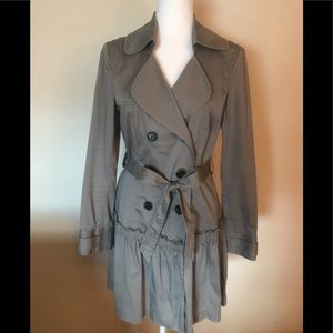 Trench Coat with Ruffle Bottom size Small